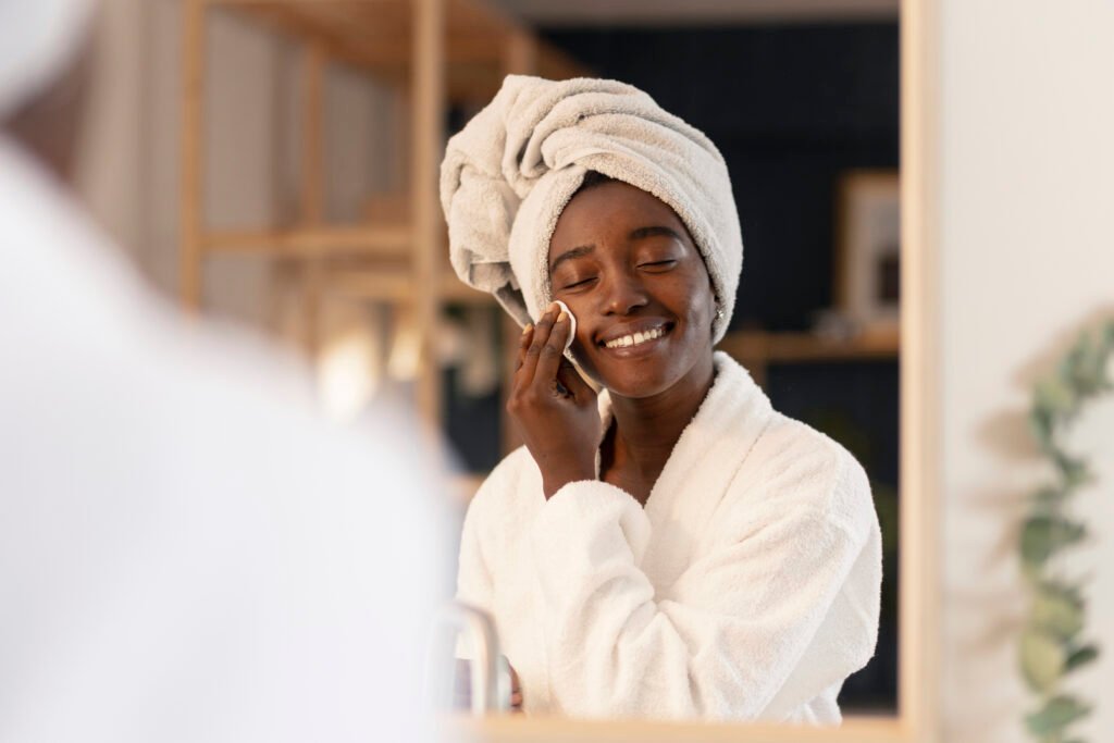 person doing selfcare beauty treatments