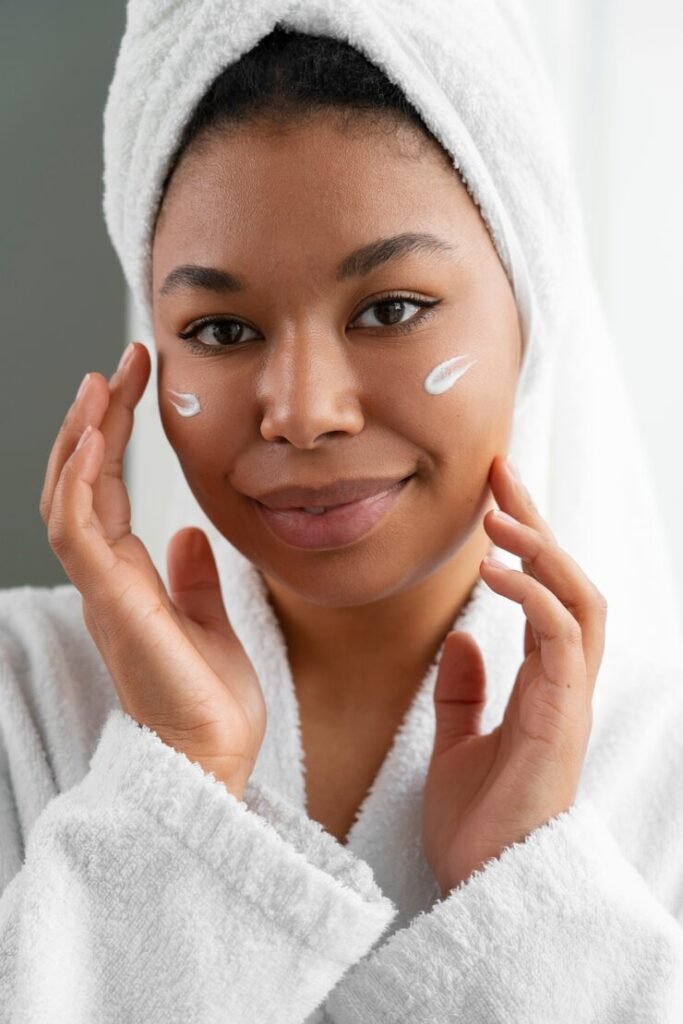 woman wearing bathrobe front view 23 2150100237